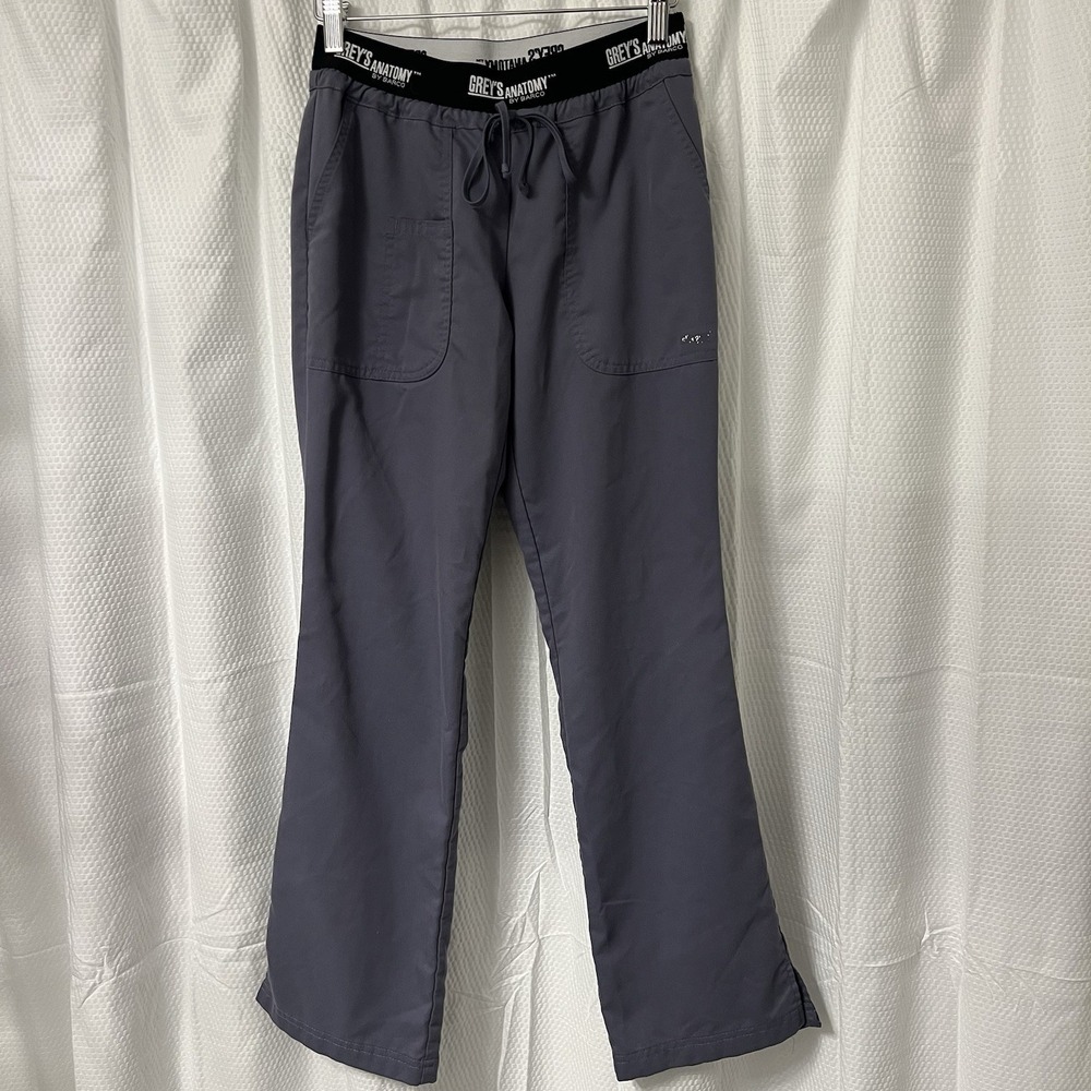 Grey's Anatomy Women's Gray‎ Scrub Uniform Straight Leg Pant Size XS Extra Small